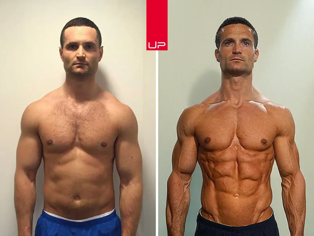 Muscle gain transformation and fitness progress journey