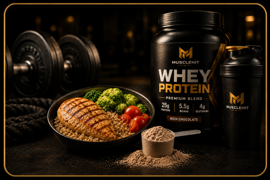 MuscleHit high protein meal with whey protein